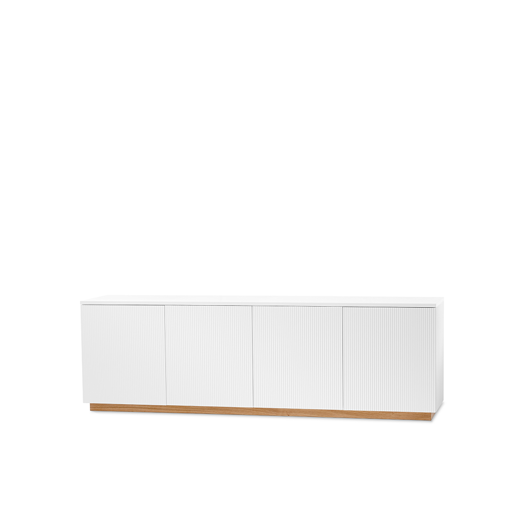 A2 Beam Sideboard Weiß lackiert, Sockel Eiche geölt