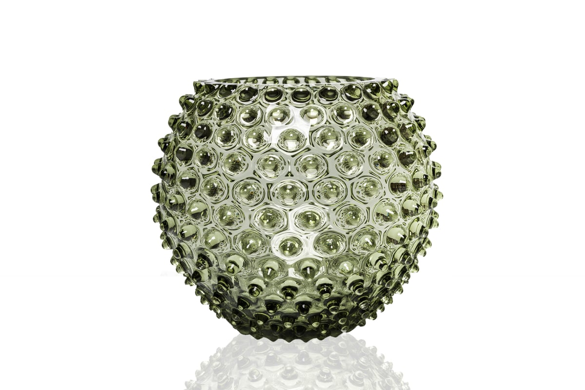 Anna Von Lipa Hobnail Globe Vase 18 cm Olivegreen