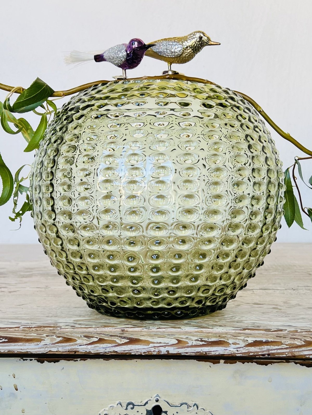 Anna Von Lipa Hobnail Globe Vase 24 cm Olivegreen