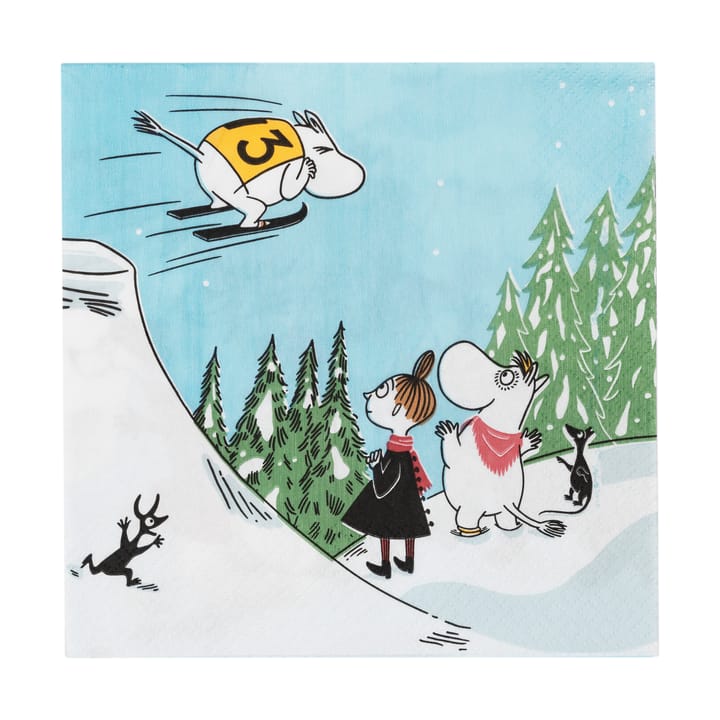 Moomin Serviette 33x33cm - Skispringen  - Arabia