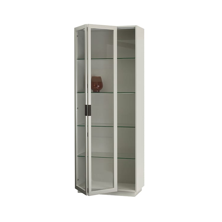 Frame XL Vitrinenschrank, Light grey, schwarzer Ledergriff Asplund