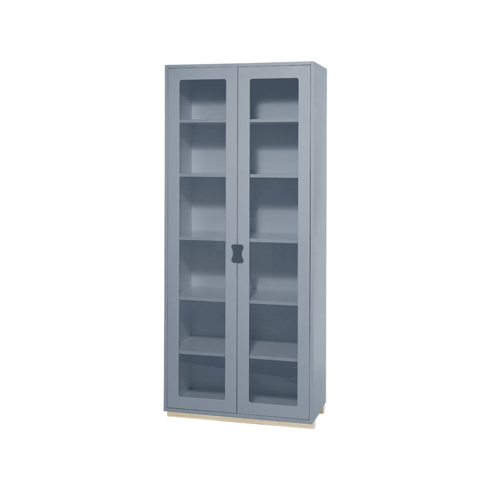 Asplund Snö F Hochschrank Vitrine Nordic blue, birkensockel, 30 cm