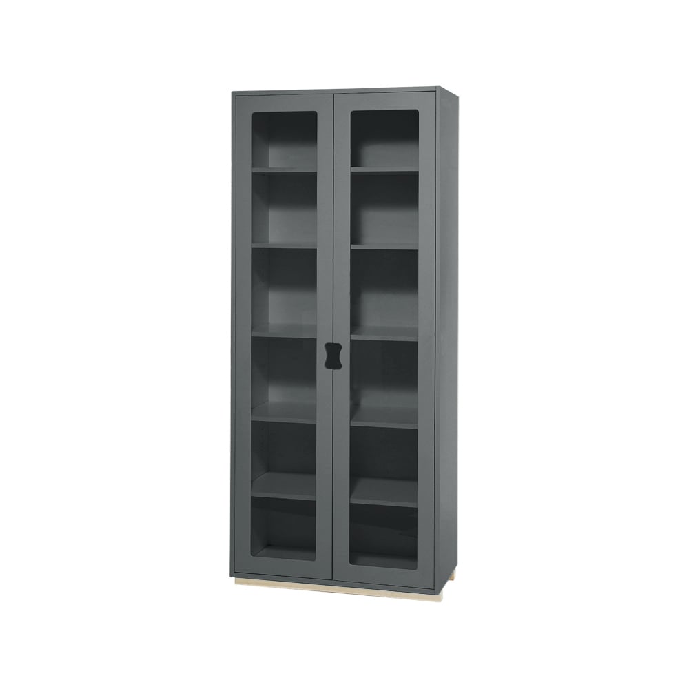 Asplund Snö F Hochschrank Vitrine Storm grey, birkensockel, 30 cm