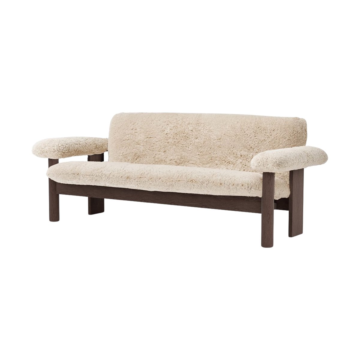 Audo Copenhagen Brasilia Sofa 2-Sitzer Dark oak-Nature sheepskin curly