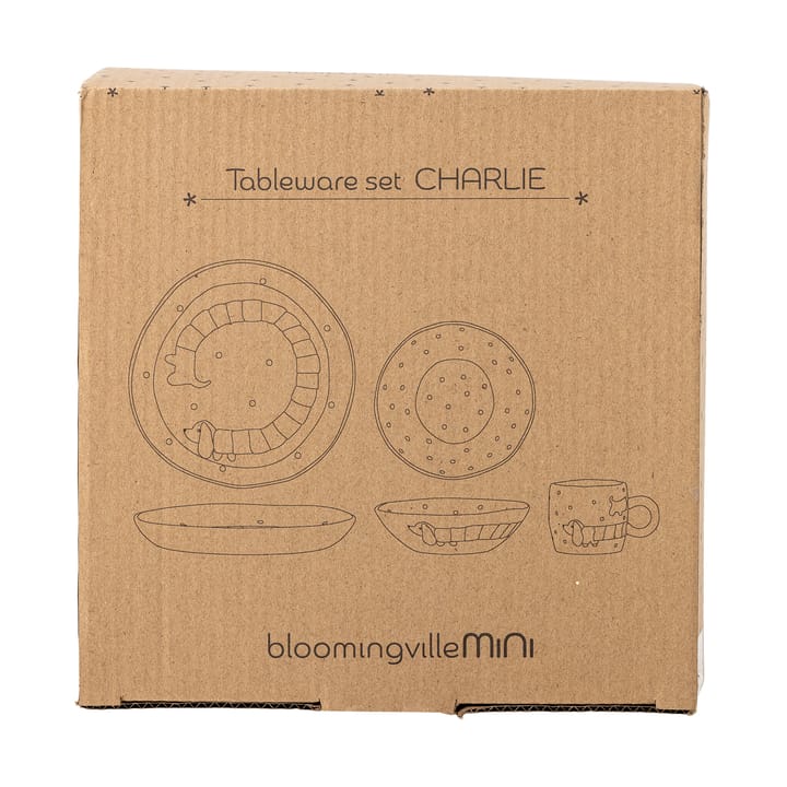 Charlie Geschirrset 3-teilig, Blau-weiß Bloomingville