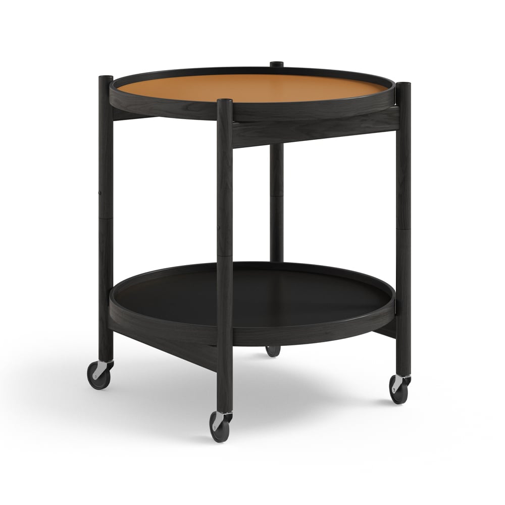 Brdr. Krüger Bølling Tray Table model 50 Servierwagen clay, Eichengestell schwarz lackiert