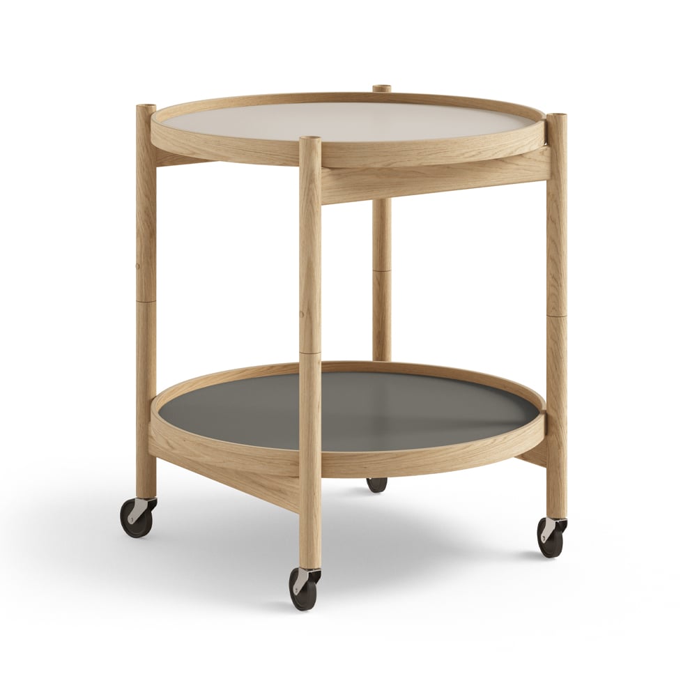 Brdr. Krüger Bølling Tray Table model 50 Servierwagen Stone, Eichengestell geölt