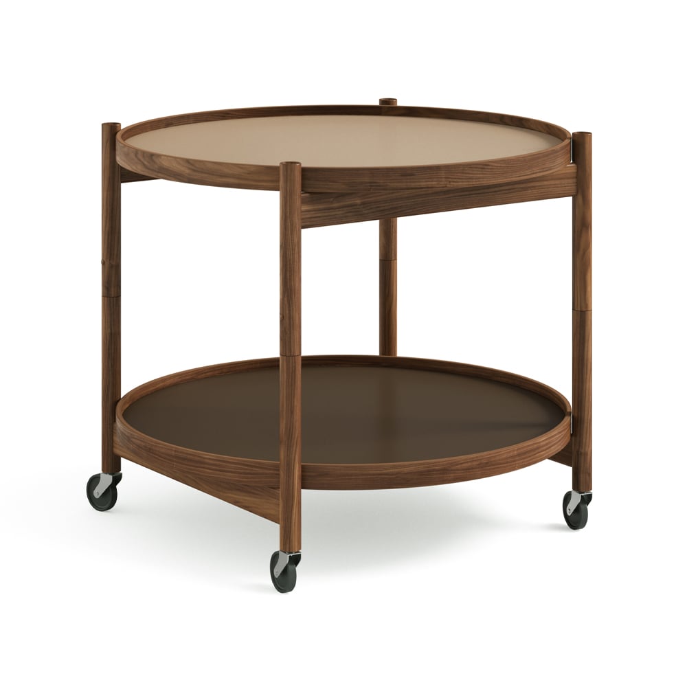 Brdr. Krüger Bølling Tray Table model 60 Servierwagen Earth, Walnussholzgestell geölt