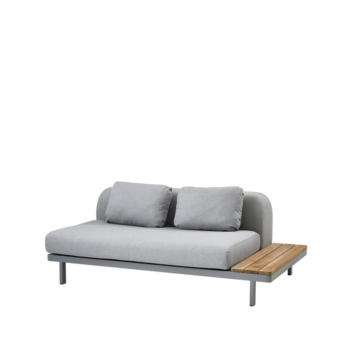 Space Modulsofa 2-Sitzer light grey - Rechte Seitenplatte Teak-Graues Aluminiumstativ - Cane-line