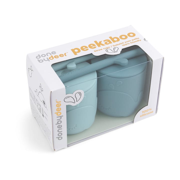 Wally Becher mit Peekaboo-Strohhalm 2er-Pack, Blue Done by deer