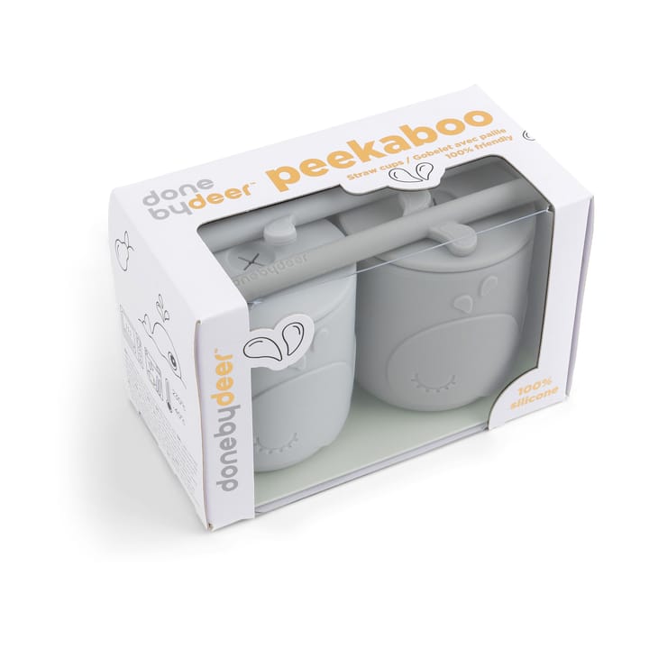 Wally Becher mit Peekaboo-Strohhalm 2er-Pack, Grey Done by deer