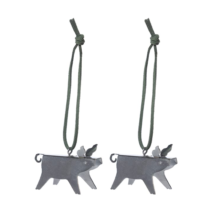 Ernst Weihnachtsanhänger Schwein 2er-Pack - Silber 5 cm - ERNST