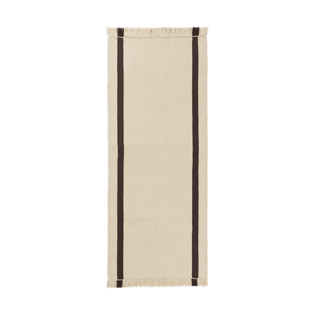 ferm LIVING Calm kelim Laufmatte Off-white, Coffee, 80x200 cm