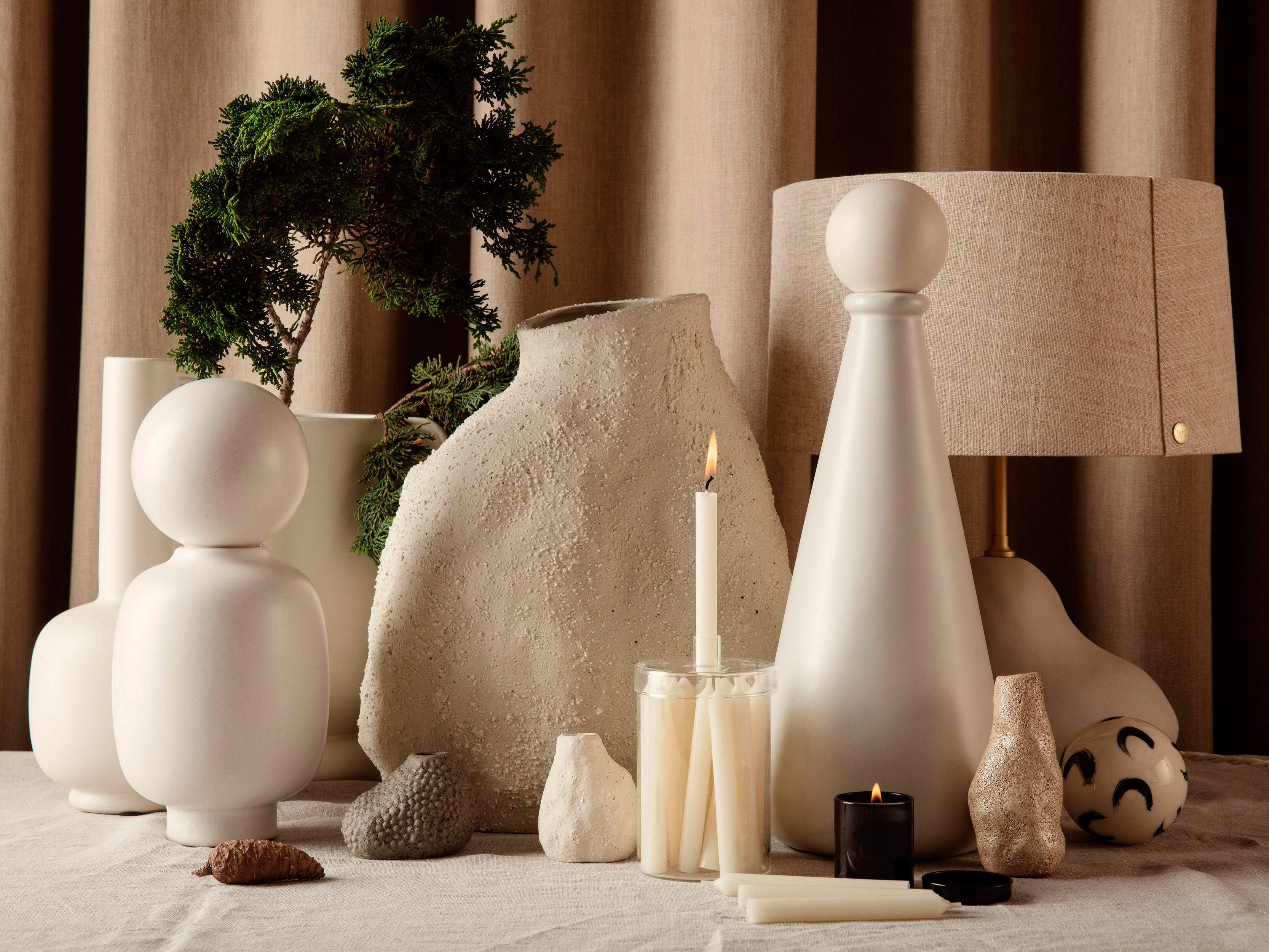 Ferm Living Candele Countdown to Christmas, bianco naturale — Aito Nordic