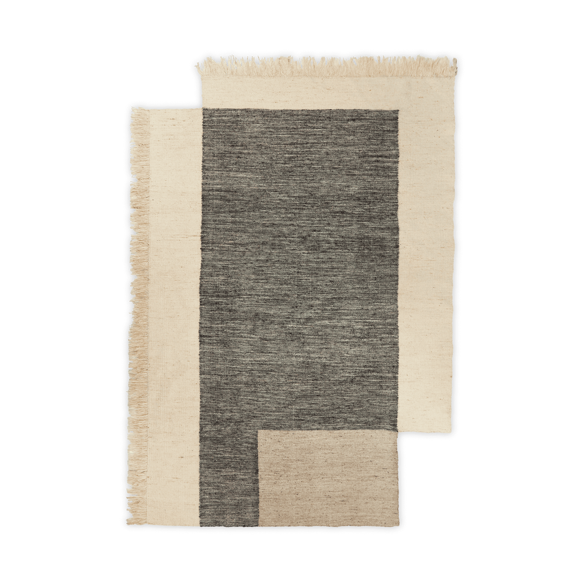 ferm LIVING Counter Wollteppich Charcoal-Off-white, 200x300 cm