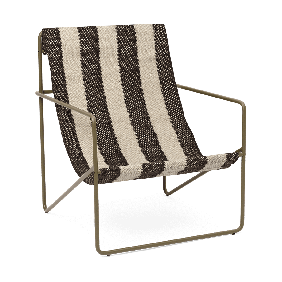 ferm LIVING Desert Loungesessel Olive, off-white, chocolate