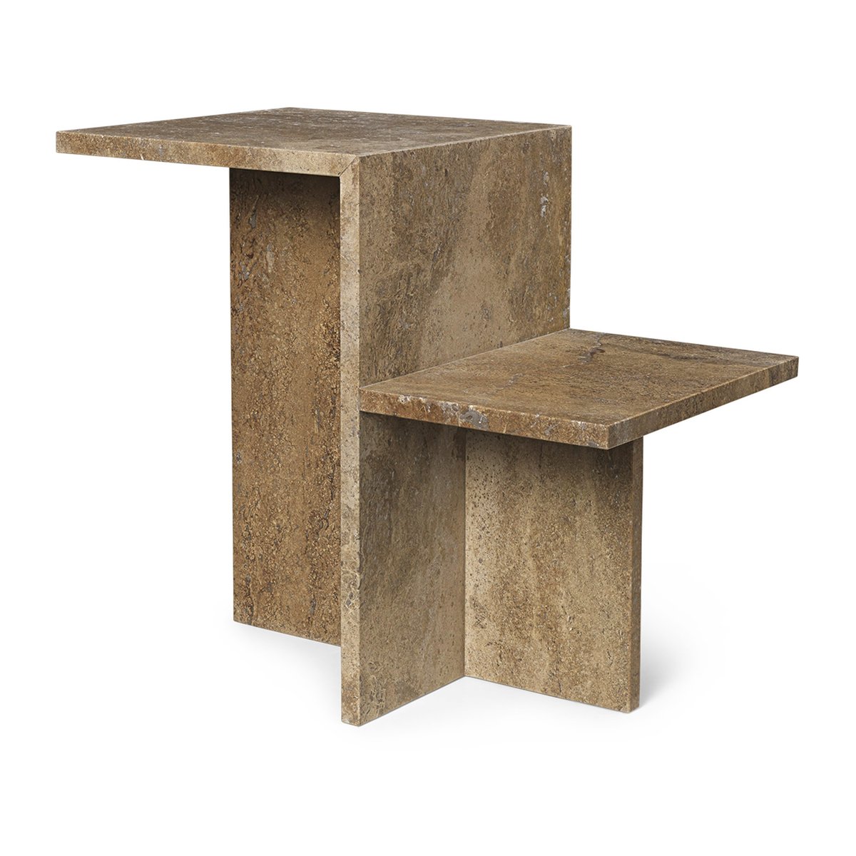 ferm LIVING Distinct Beistelltisch 59,5x35x50 cm Dark Brown Travertine