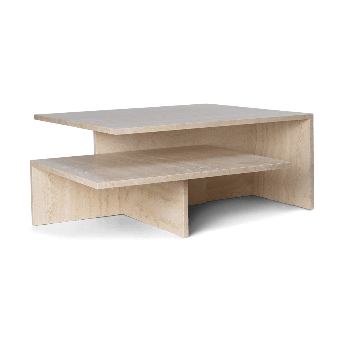 ferm LIVING Distinct Grande Duo Beistelltisch 133x70x35 cm Travertine