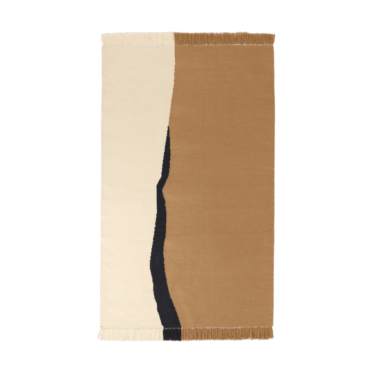 ferm LIVING Soil Kelim Teppich Dark sand-off white, 140x200 cm