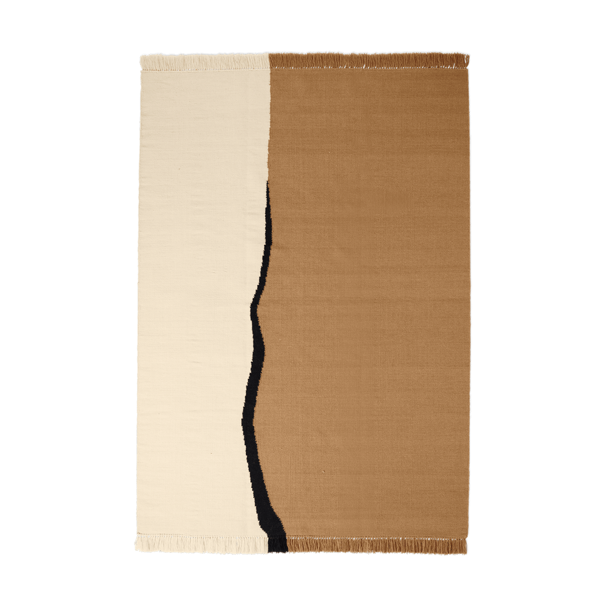 ferm LIVING Soil Kelim Teppich Dark sand-off white, 170x240 cm