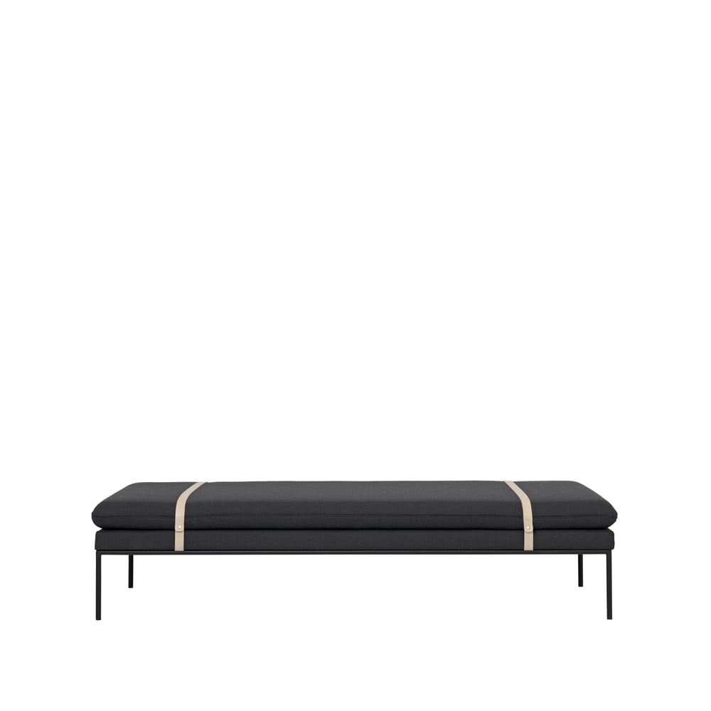 ferm LIVING Turn Tagesbett Stoff fiord by kvadrat dark grey, Gestell schwarz