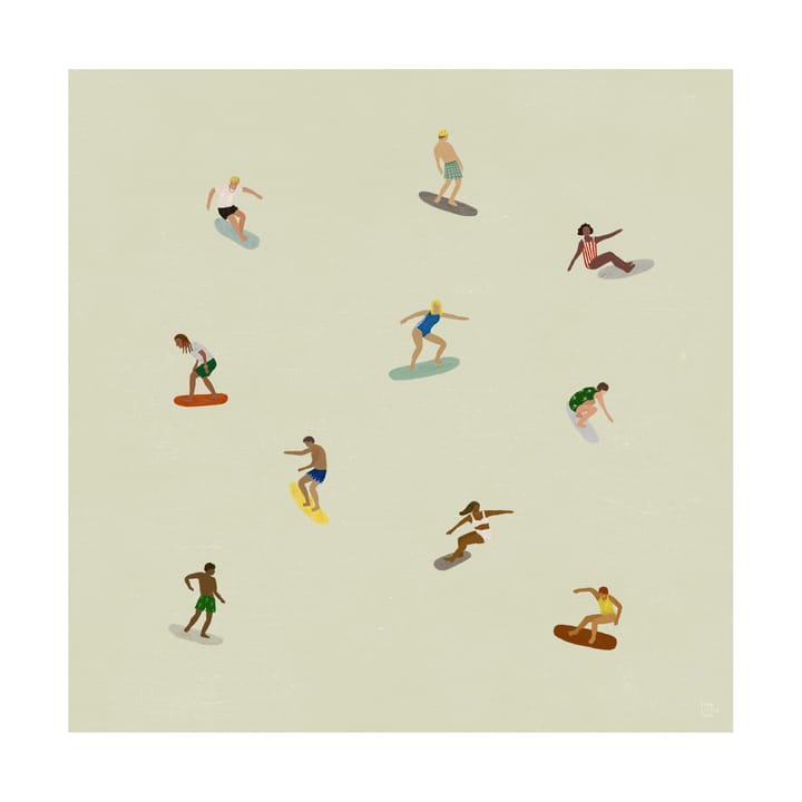 Surfers Poster - Beige, 40x40 cm - Fine Little Day