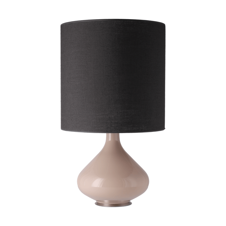 Flavia Tischleuchte beiger Lampenfuß, Lino Negro M Flavia Lamps