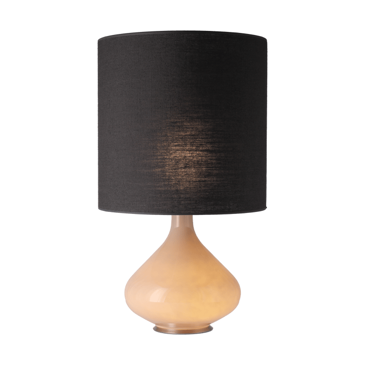 Flavia Tischleuchte beiger Lampenfuß, Lino Negro M Flavia Lamps