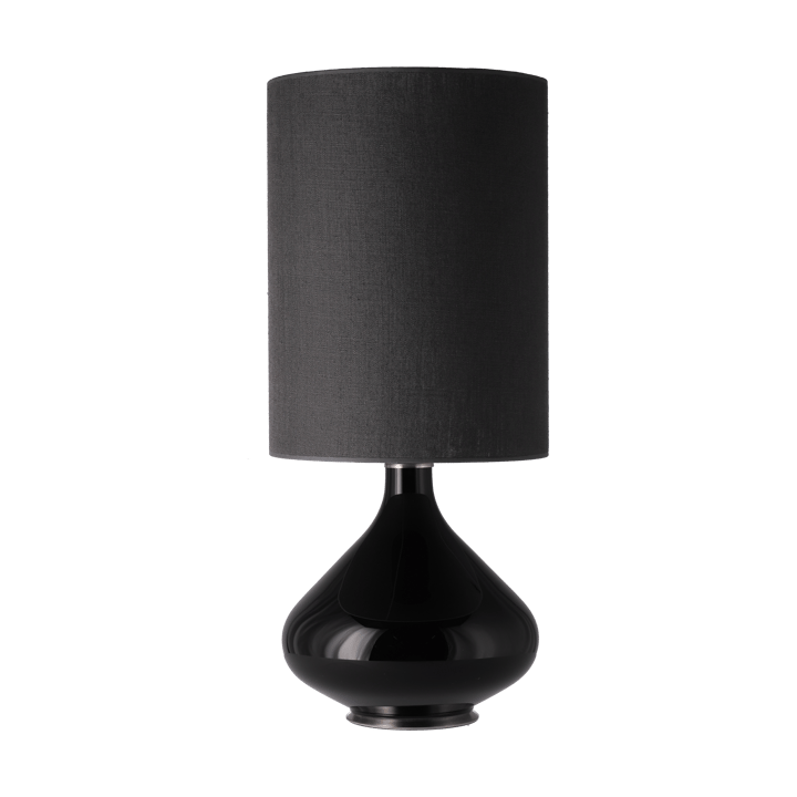 Flavia Tischleuchte schwarzer Lampenfuß, Lino Negro L Flavia Lamps