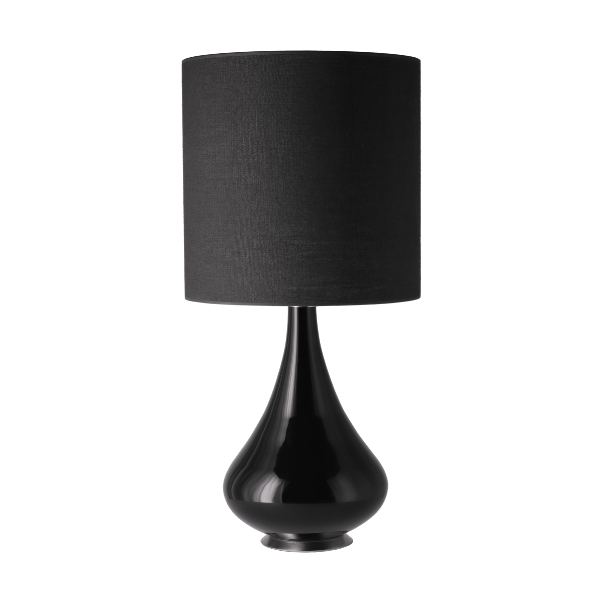 Flavia Lamps Renata Tischleuchte schwarzer Lampenfuß Lino Negro M