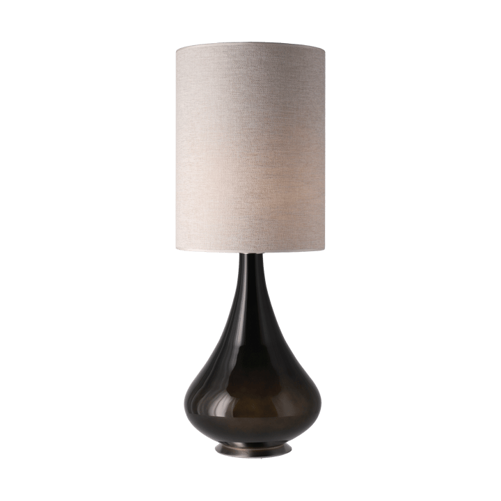 Renata Tischleuchte schwarzer Lampenfuß, London Beige L Flavia Lamps