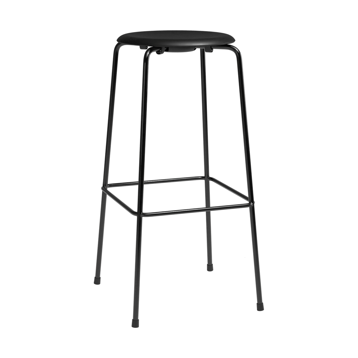 Fritz Hansen High Dot Barstuhl Intensiv-Leder schwarz-schwarzer Stahl