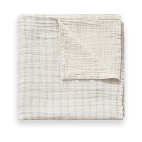 Gingham Sky Blue Muslin Wickeltuch - 110x110 cm - Garbo&Friends