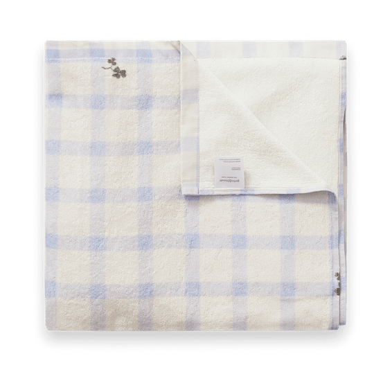 Gingham Sorrel Blue Terry Badetuch - 100x150 cm - Garbo&Friends