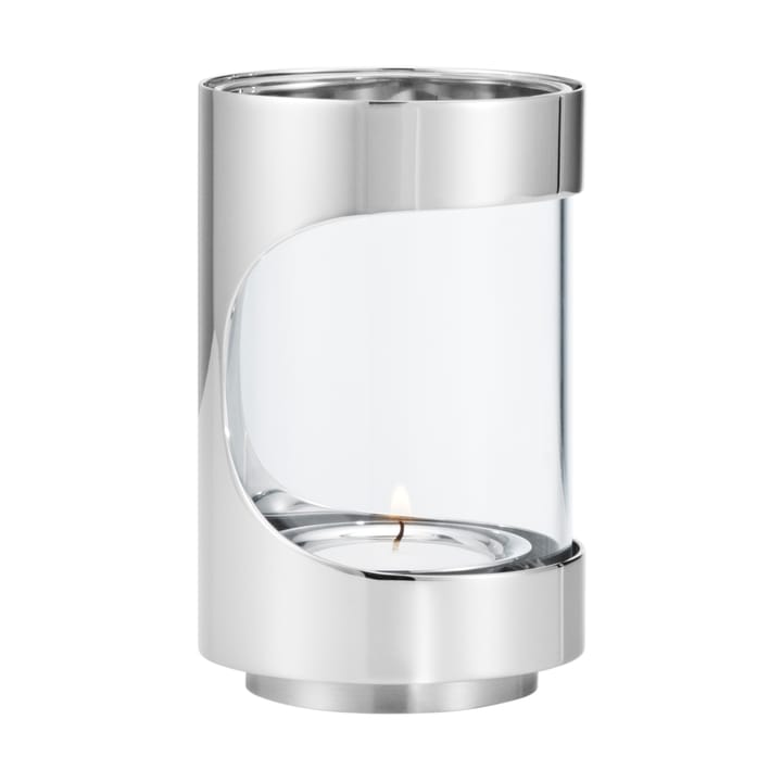 Chrome contours hurricane Windlicht 12 cm, Edelstahl Georg Jensen