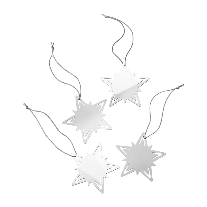 Classic christmas star Geschenkdekoration 4er Pack - Silver - Georg Jensen