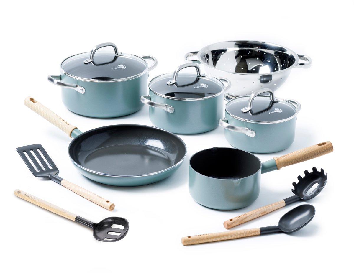 GreenPan Mayflower Pro Topf- und Pfannenset 12 Teile Grünblau