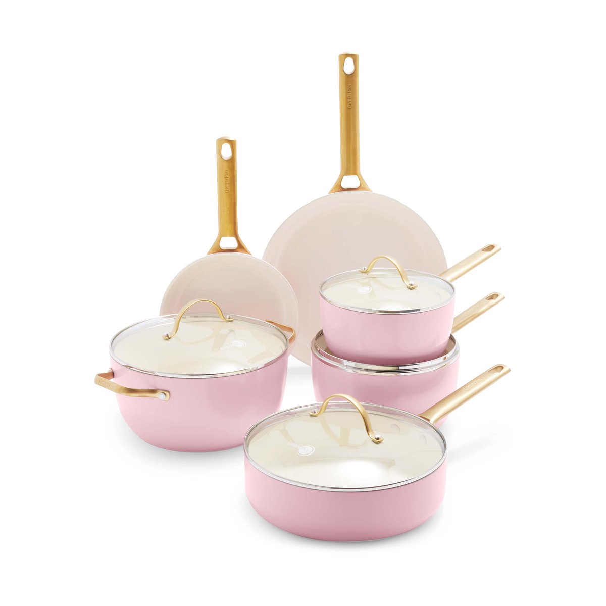 GreenPan Padova Set aus Kasserolle und Bratpfanne 10 Teile Blush pink