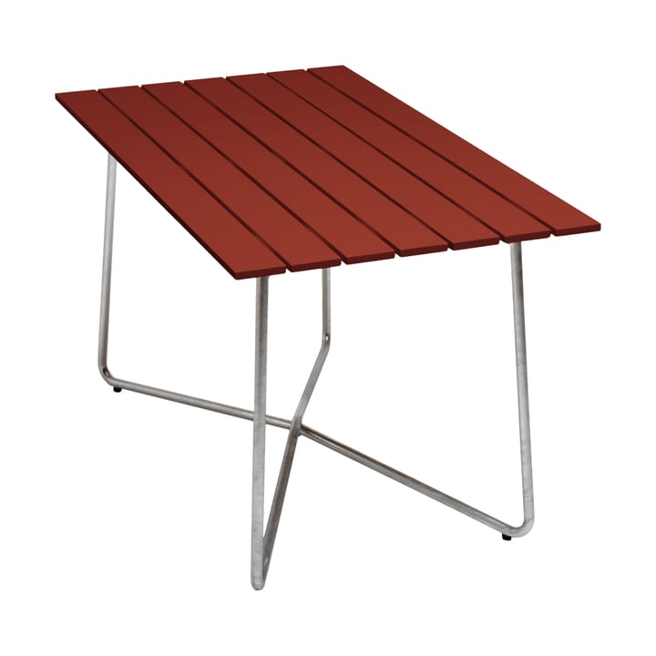 B25A Tisch - Dark red lacquered oak-galvanized base - Grythyttan Stålmöbler