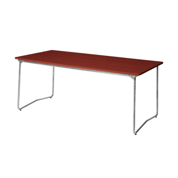 B31 170 Esstisch - Dark red lacquered oak-galvanized base - Grythyttan Stålmöbler