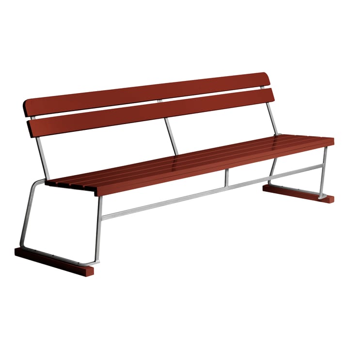 Sofa 5, Dark red lacquered oak-galvanized base Grythyttan Stålmöbler