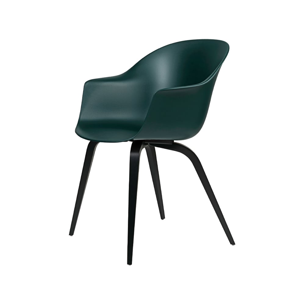 GUBI Bat Stuhl Dark green, Gestell aus Buchenholz