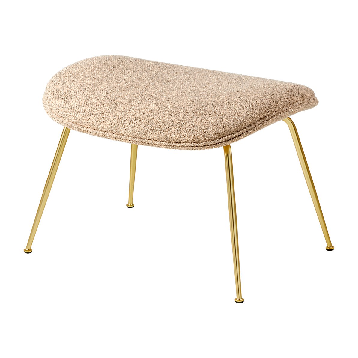 GUBI Beetle Ottoman Fußhocker fully upholstered conic base Around bouclé 004-brass