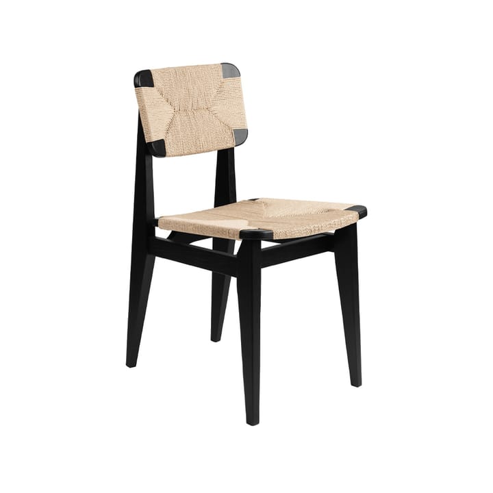 C-Chair Stuhl, Black stained oak, Sitz und Rückenlehne aus Naturgeflecht GUBI