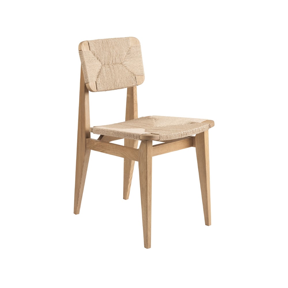 GUBI C-Chair Stuhl Oak oiled, Sitz und Rückenlehne aus Naturgeflecht