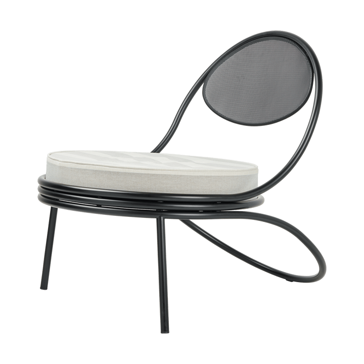 Copacabana Outdoor Lounge Chair gepolsterter Sitz - Leslie stripe limonta 020-schwarze Beine - GUBI