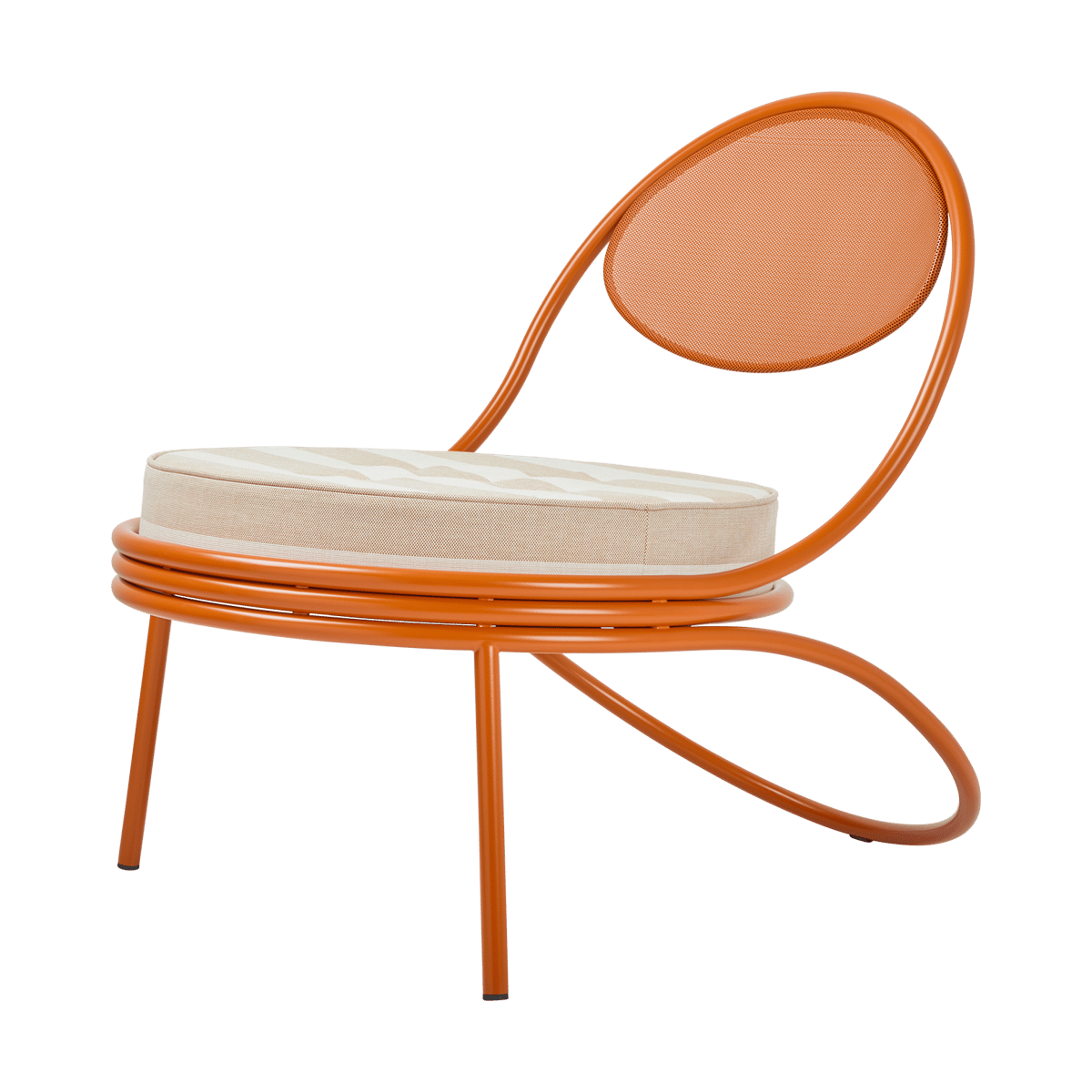 GUBI Copacabana Outdoor Lounge Chair gepolsterter Sitz Leslie stripe limonta 040-international orange