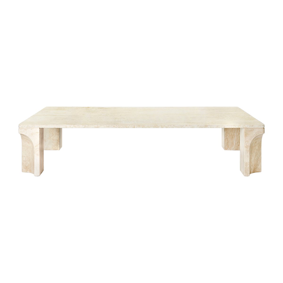 GUBI Doric Couchtisch 80 x 140 cm Neutral-White-Travertine