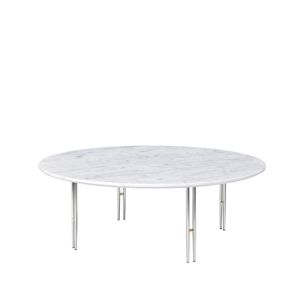 GUBI IOI Beistelltisch White carrara marble-Gestell aus Chrom Ø100