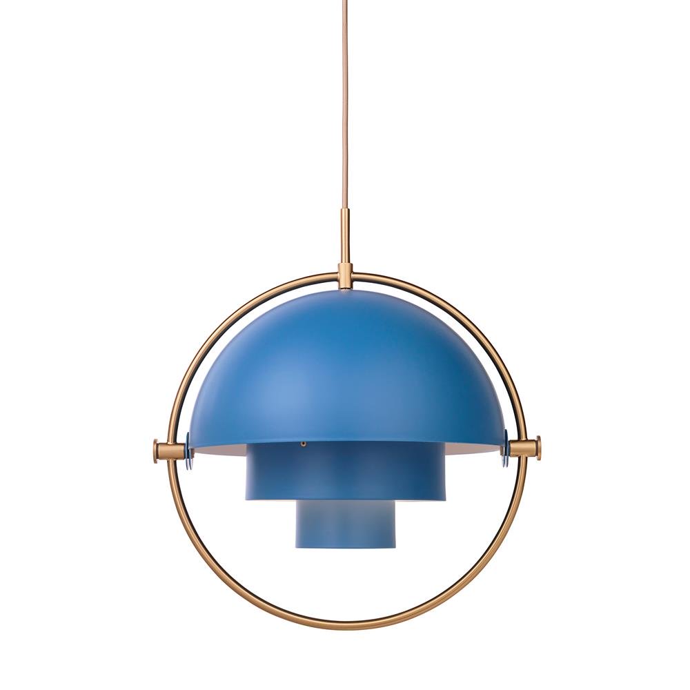 GUBI Multi-Lite Pendelleuchte Messing-blau